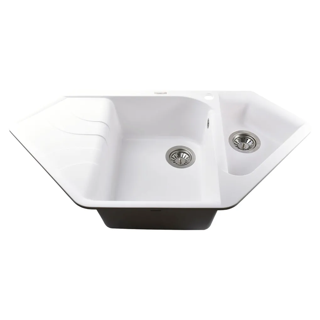 Гранітна мийка Globus Lux GARDA 1000х500-А0007, білий- Фото 4